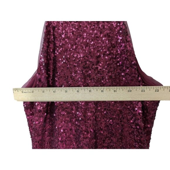 Miss Kim USA Sequin Halter Dress Womens M Red Sleeveless Holiday Party Event - Picture 11 of 12